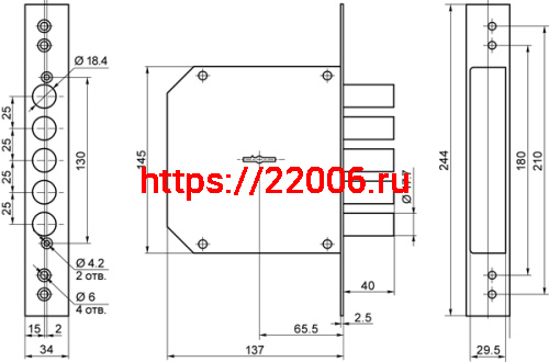Замок Border (Бордер) врезной сувальдный ЗВ8-6 ЛК5/15 (лев.), 5 кл. /272224/ фото 2
