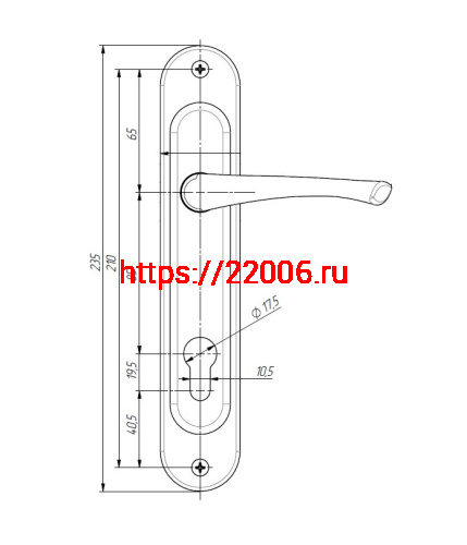 Ручка дверная Absolyute (Абсолют) на планке РФ1-85/07А (медь антик) фото 2