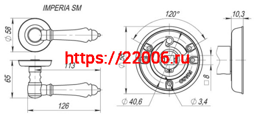 Ручка Fuaro (Фуаро) раздельная R.SM58.IMPERIA (IMPERIA SM) RB-10 французское золото фото 2
