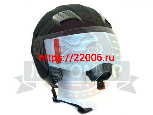 Шлем открытый "Safelead" HF-221 "колобки с доп. стеклом" мат. черный размер M фото 3 Шлем открытый "Safelead" HF-221 "колобки с доп. стеклом" мат. черный размер M фото 3
