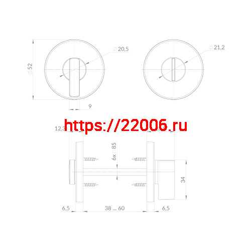 Ручка Punto (Пунто) поворотная BK6.R.EST.R52.JOY CP-8 хром фото 3