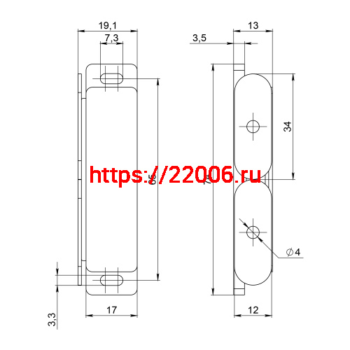 Защелка Ajax (Аякс) магнитная пластиковая ZLM18х75 WH белый фото 2