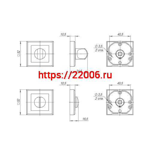 Ручка Punto (Пунто) поворотная BK6.K.QL52 (BK6 QL) SSC-16 сатинированный хром фото 3