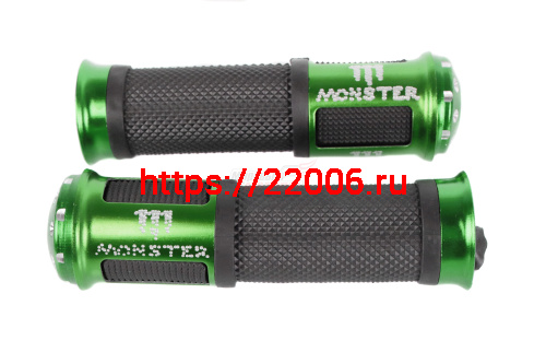 Ручки руля алюминиевые зеленые с надписью MONSTER 130*34*22 Ручки руля алюминиевые зеленые с надписью MONSTER 130*34*22