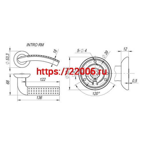 Ручка Fuaro (Фуаро) раздельная INTRO RM/HD ABG-6 зеленая бронза фото 2