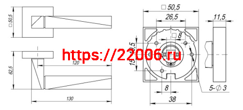 Ручка Fuaro (Фуаро) раздельная K.DM51.DIAMOND (DIAMOND DM) SN/CP-3 матовый никель/хром фото 4
