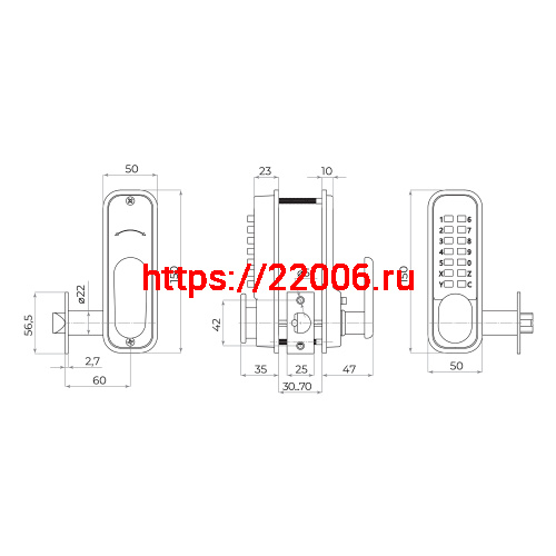 Замок Ajax (Аякс) накладной кодовый RIM-200 code SN мат.никель фото 4
