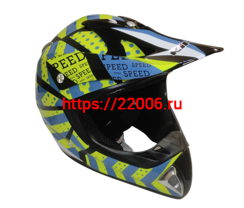 Шлем кроссовый KIRIN K27, черный, черн-бел, зелен-желт, размер XL