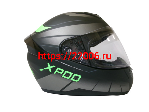 Шлем TVS RACING (Индия) XPOD DULL BLACK NEON GREEN размер XL фото 4