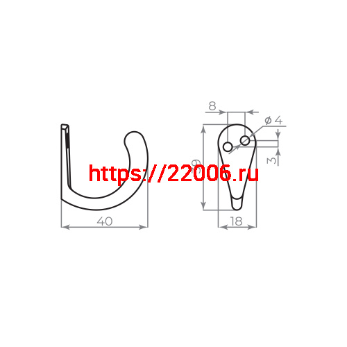 Крючок Ajax (Аякс) настенный MB-K-001 SN мат.никель фото 2