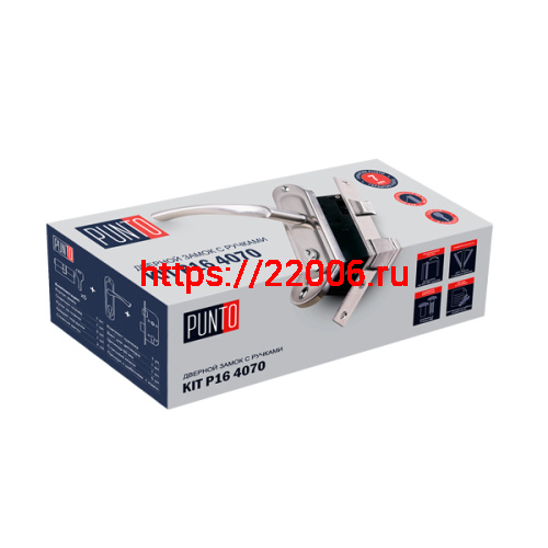 Замок Punto (Пунто) цилиндровый в комплекте с ручкой LOCKSET16.CRONA.4070-1 (KIT P16 4070 CRONA) SN мат.никель фото 2