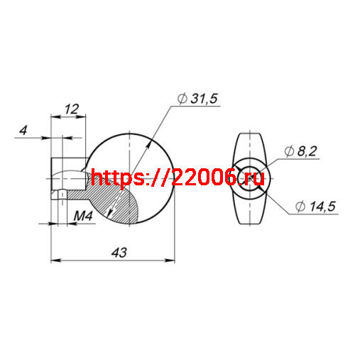 Вертушка Fuaro (Фуаро) на шток цилиндра T.Knob-D-PRO (CB-D-PRO) BL-24 черный фото 3