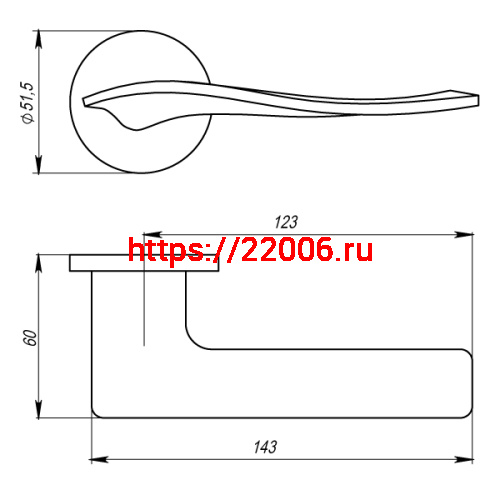 Ручка Armadillo (Армадилло) раздельная AQUA URS/HD CP-8 Хром фото 3