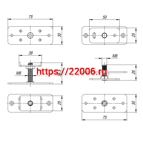 Комплект Armadillo (Армадилло) монтажных пластин SLD.Comfort-PRO/telescope.static door plates фото 3