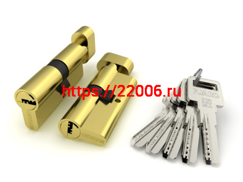 Цилиндровый Fuaro (Фуаро) механизм (R602/70) R6002Knob70(30+10+30) PB латунь 5Key с вертушкой