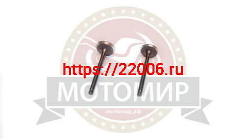 Клапана 4х такт. GY6-125, Альфа125 впускной/выпускной (d24/h65мм d21.5/h64,5мм) (компл) Клапана 4х такт. GY6-125, Альфа125 впускной/выпускной (d24/h65мм d21.5/h64,5мм) (компл)
