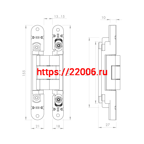 Петля Armadillo (Армадилло) скрытой установки U3D2400.VPG BL черный TECH фото 4