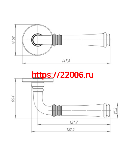 Ручка Punto (Пунто) раздельная R.ARC.R52.SORENTO CP-8 хром ТРОСИК фото 4