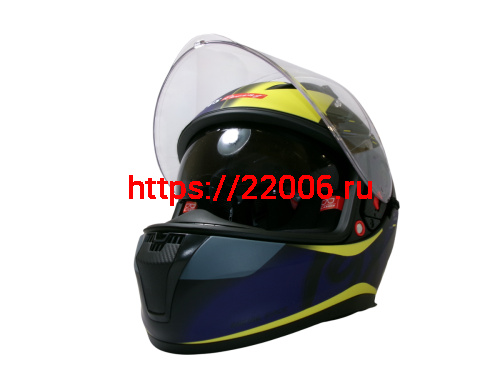Шлем TVS RACING (Индия) STREET D/V DULL BLACK M.BLUE размер L, + пинлок в комплекте, очки фото 7