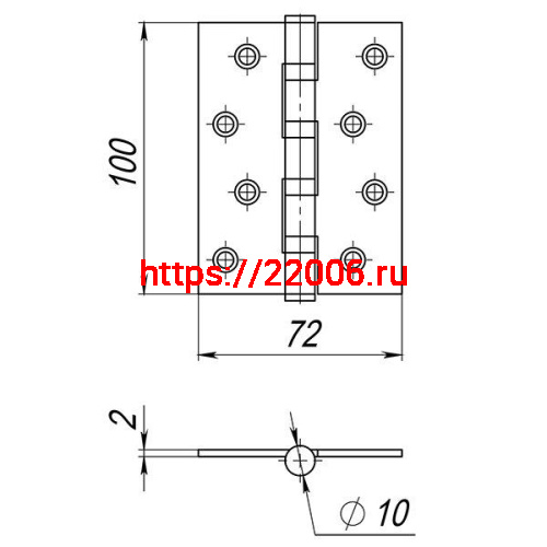 Петля Ajax (Аякс) универсальная IN4000U SB (4B/P 100x70x2) мат. золото ПАКЕТ фото 3