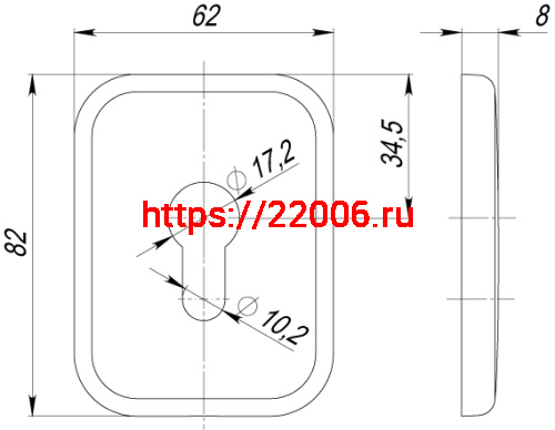 Декоративная Armadillo (Армадилло) Квадратная накладка на цилиндр ET-DEC SQ (ATC Protector 1) AB-77 Бронза фото 3
