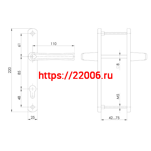 Ручка Punto (Пунто) на планке HANDLE.85.25.67-75 RAL 7016 антрацит фото 4