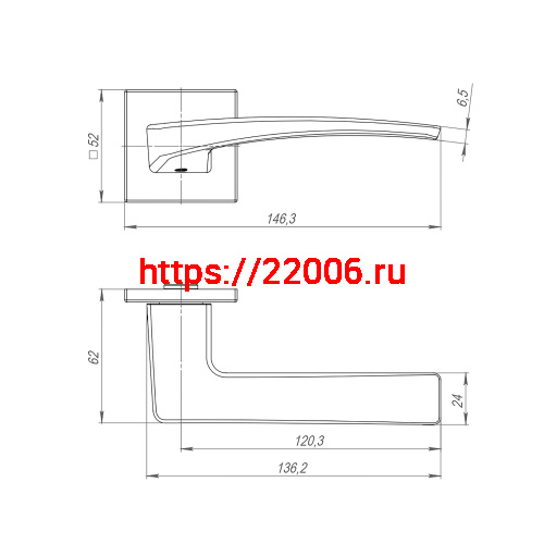 Ручка Punto (Пунто) раздельная K.ARC.Q52.LOTUS SN-3 мат.никель фото 2