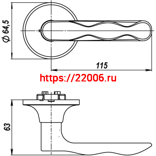 Ручка Punto (Пунто) защелка 6024 AC-E (кл./фик.) медь фото 3