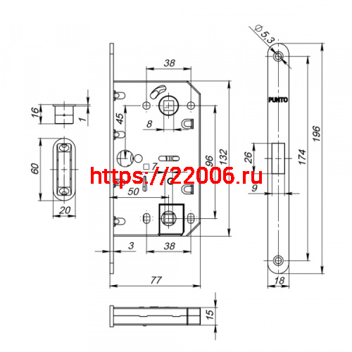 Защелка Punto (Пунто) врезная магнитная ML96WC-50 CP (хром) фото 4