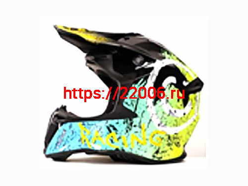 Мотошлем VIRTUE MD-902 Кросс черный с голубо-салатовым граффити (XXL)