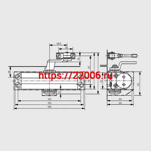 Доводчик Dorma (Дорма) дверной TS 77 EN4, с рычажной тягой, серый фото 2