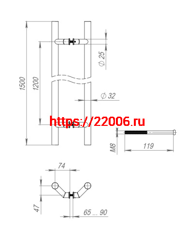 Ручка-скоба Fuaro (Фуаро) PULL.PH32/1500.45 INOX 304 фото 3