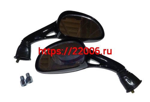 Зеркала (066) d8 пласт. "Каплевидные" объемные черные (в уп. 40 пар) (с переходником d10)