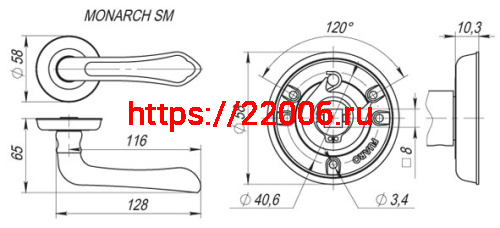 Ручка Fuaro (Фуаро) раздельная R.SM58.MONARCH (MONARCH SM) AS-3 античное серебро фото 2