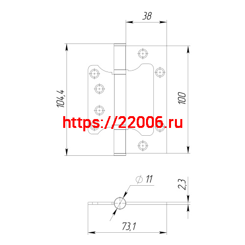 Петля Ajax (Аякс) универсальная без врезки IN4000W GR (100/P-2B 100x2,3) графит фото 4