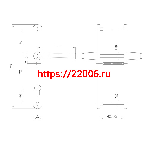Ручка Punto (Пунто) на планке HANDLE.92.25.67-75 RAL 9016 белый фото 3