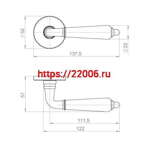 Ручка Ajax (Аякс) раздельная R.JSR51.LUCIA SN-3 матовый никель фото 2