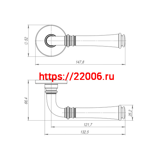 Ручка Punto (Пунто) раздельная R.ARC.R52.SORENTO CP-8 хром фото 2