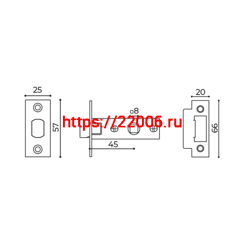 Защелка Ajax (Аякс) врезная PLASTLP45-8 (LP45-8) SSC сатин.хром фото 3