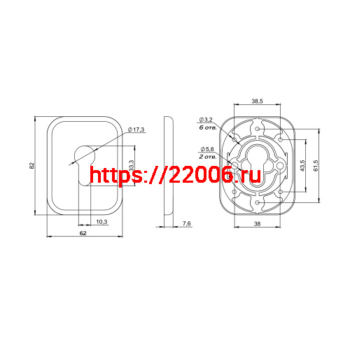 Накладка Fuaro (Фуаро) на цилиндр ESC.C.TRD/K.486 CP-8 хром (1 шт.) фото 2