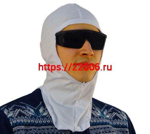 Подшлемник-балаклава, открытое лицо, кулирка 95% хлопок 5% лайкра, цвет Белый (П116)