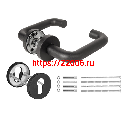 Комплект Fuaro (Фуаро) дверных ручек с накладками под цилиндр FR.DH57.0219 NE (DH-0219 NE) 9x140 мм, BL-24 черный фото 2
