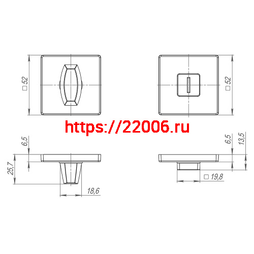 Ручка Fuaro (Фуаро) поворотная BK6.K.SL52 (BK6 SL) CP-8 хром фото 3
