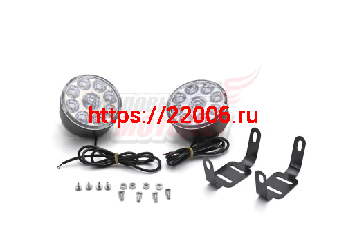 Фары светодиодные, круглые, c кронштейнами, диаметр 67мм,12V,9 LED SMD 5050,2 W каждая лампа (ПАРА)