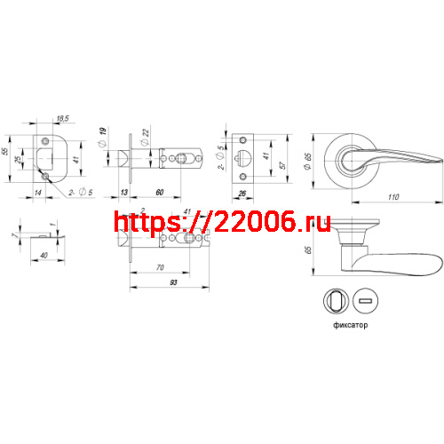 Ручка Punto (Пунто) защелка DK620 AC-BK (6020 AC-B) (фик.) медь фото 3