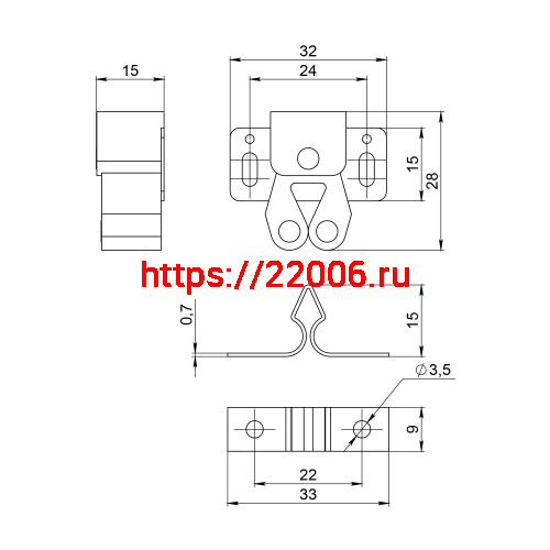 Защелка Ajax (Аякс) роликовая металлическая ZLR32х26 CP хром фото 2