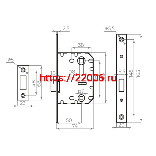 Защелка Ajax (Аякс) врезная MAGNLN72-50 GR графит фото 2