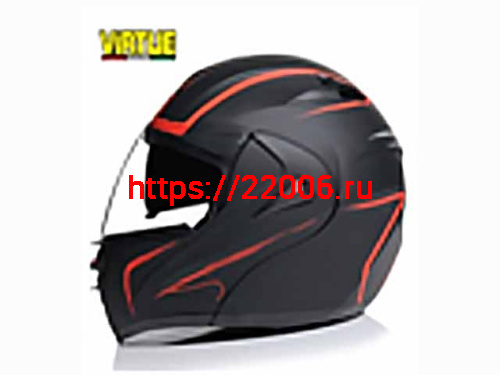 Мотошлем VIRTUE MD-808 трансформер с визором черно-красный матовый (XL)
