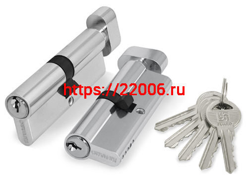 Цилиндровый Fuaro (Фуаро) механизм (100 ZM/80) 1000ZMKnob80(35+10+35) CP хром 5Key с вертушкой