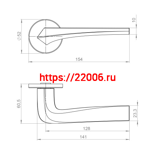 Ручка Ajax (Аякс) раздельная R.JSR51.ROCKET SN-3 матовый никель фото 2